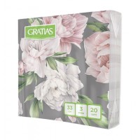 Салфетки бумажные 3сл 33см 1/4 20л Gratias Пионы вечер