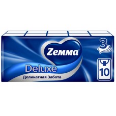 Zemma Deluxe Деликатная забота Носовые платки. 3 слоя. 10 шт..