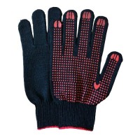 Перчатки раб. трикотаж. х/б Черные с пвх покр.Точка 5 нитей 2075