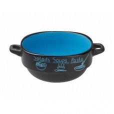 Супница керам. 140 мм. круглая.  черно-голубая. PERFECTO LINEA. арт.18-416514