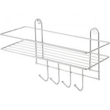 Полка настенная Lecco Plus 33*12.5*21 см 4 крючка хром