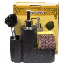 Дозатор для жидкого мыла керамичес.  Минимал  350 мл с подставками для мочалки и щетки (арт. 25630483. код198238)