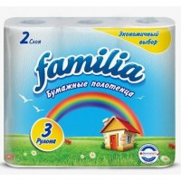 FAMILIA Полотенца бумажные белые двухслойные 3шт Радуга (П1)