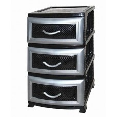 РП-412 Комод  Дельфин  3 секции черный / сереб. перламутр