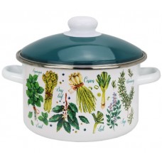 01-Б1612/6 Эмал. кастрюля цил Пряные травы 3.0 л мет/об