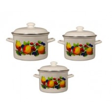 С-007АП2/4Жм Набор 3 пр.: кастрюли 2.0 л. 3.0 л. 4.5 л Яблоки