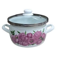 1-2450112(Бл) Бл / Пионы пурпур.  Кастрюля 5.0л (сфера)