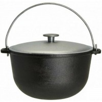 Казан чугунный походный 12л с алюминиевой крышкой  Туризм д.320 1512-6