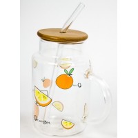 DA5442 Кружка 420 мл с кр. и трубочкой белый с рис