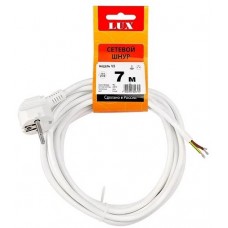 Сетевой шнур LUX V3 ПВС 3*0.75 7м с вилкой с з/к белый