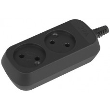 ЭРА KX-2-B Колодка 2 розетки без заз. черная