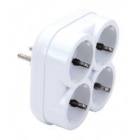 Соединитель штепсельный разветвитель квадратный четвертной с заземлением 10004