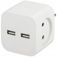 Разветвитель эл.ЭРА SP-2-USB-W на 2 роз.+2xUSB 2400mA. без заз 10А