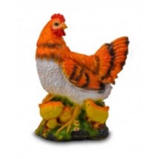 Фигура садовая курица с цыплятами(рыжая) Размер 41х32 см. Арт.СФ-1185