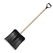 Лопата снеговая MAWIPRO 350*350мм пластм. с оцинк. планкой. дер. черенок. V-ручка. d-30мм