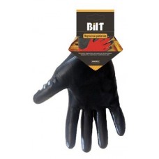 Перчатки черные полиэс.с черным ПУ на ладони р-р 9.10