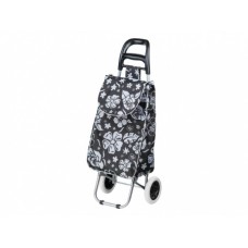 Сумка-тележка хозяйственная на колесах 30 кг. черная цветы + Салфетка кух. без царапин (45-360001). арт.42-307014/1