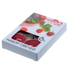 Н-р свечей аром. в мет. гил.  Клубника  3.8*1.6 см 6 шт. (арт. BB101989. код 266531)